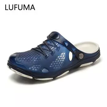 Модная летняя обувь из желе, пляжные мужские сандалии, полые тапочки, дышащие мужские шлепанцы, мужская обувь для активного отдыха, дропшиппинг 40