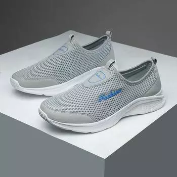 Модная летняя обувь, мужская повседневная обувь, уличная дышащая обувь без шнуровки с воздушной сеткой, мужские легкие мужские кроссовки, удобные лоферы для пар 36 черный белый