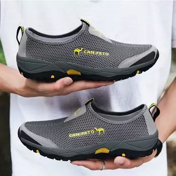 Модная летняя обувь, мужская повседневная обувь, уличные дышащие слипоны без шнуровки, мужские кроссовки на плоской подошве, удобные водные лоферы, размер 45 38