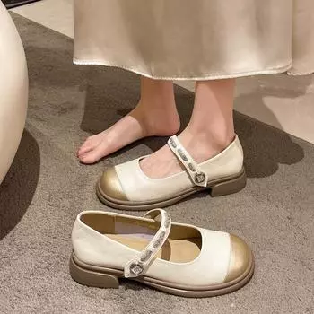 Модная летняя обувь с мелким носком 2024 года, женская обувь Modis, новое удобное платье Mary Janes Shallow 35 бежевый