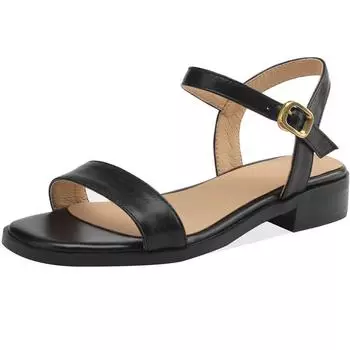 Модная летняя обувь, сандалии для женщин, натуральная кожа, черная повседневная обувь, большой размер 48, женские шлепанцы на низком каблуке, удобные 34 бежевый