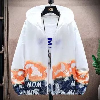 Модная летняя осенняя тонкая солнцезащитная куртка для мужчин и женщин, трендовая повседневная куртка с градиентным принтом XXXL