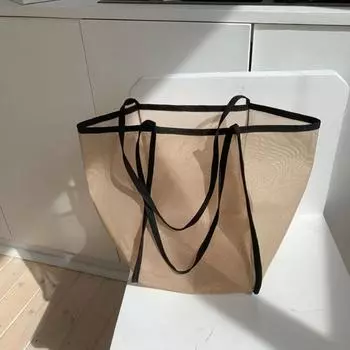 Модная летняя пляжная сумка большой емкости с сетчатым дизайном, женская сумка-шоппер с открытой ручкой сверху 28x1x30cm хаки