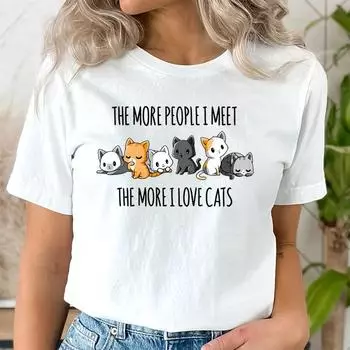 Модная летняя повседневная женская футболка Cute Cat University Женская одежда Эстетическая одежда Футболки женские S