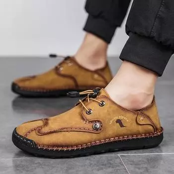 Модная летняя удобная обувь для мужчин из замши и кожи Модные мужские кроссовки Повседневная обувь для отдыха на природе Мужская обувь Оксфорд Классическая мужская обувь 38 чёрный