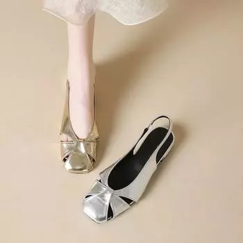 модная летняя верхняя одежда простые сандалии Baotou женские туфли на низком каблуке с квадратным носком серебристые туфли Мэри Джейн в стиле ретро Zapatillas Mujer 2024 35 золотой