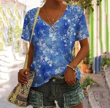 Модная летняя женская футболка с цифровым цветочным 3D принтом и коротким рукавом Harajuku Street, удобная женская футболка, однотонная повседневная футболка XXL