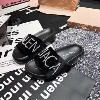 Модная летняя женская обувь 2024 года, модные женские тапочки на плоской подошве с открытым носком, повседневные замшевые женские пляжные тапочки на низком каблуке 35 чёрный