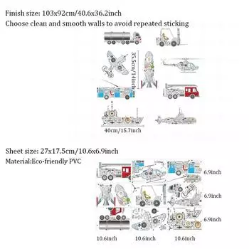 Модная линия механических наклеек самолет яхта автомобиль украшение детской комнаты вертолет съемные настенные наклейки декор интерьера