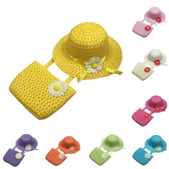 Модная маленькая девочка, шляпа принцессы, солнцезащитная шляпа, детская крутая шляпа с портативной сумкой One Size бежевый