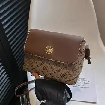 Модная маленькая девочка текстура иностранный стиль маленькая квадратная сумка простая сумка через плечо коричневый