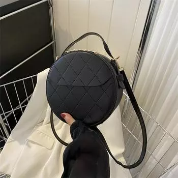 Модная маленькая круглая сумка женская сумка 2024 осень и зима новая модная ромбовидная универсальная модная простая сумка через плечо хаки