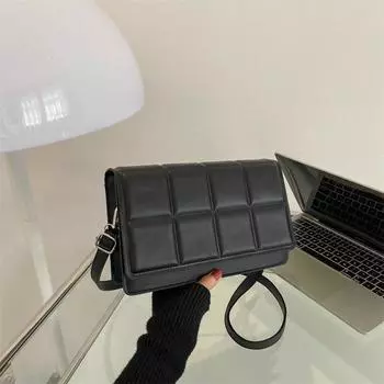 Модная маленькая квадратная сумка через плечо с ромбовидным узором в стиле ретро и сумка через плечо с простой текстурой one size слоновая кость