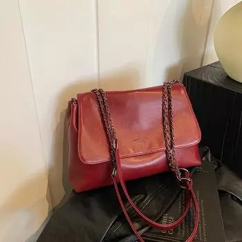 Модная маленькая квадратная сумка на цепочке, женская сумка через плечо в стиле ретро, женская сумка через плечо, универсальная сумка с текстурой чёрный