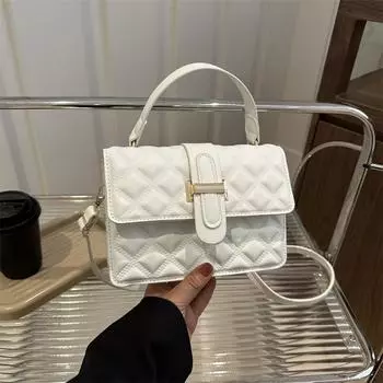 Модная маленькая квадратная сумка с ромбом и углублением, женская, весна 2024, новая повседневная сумка-мессенджер через плечо для поездок на работу чёрный