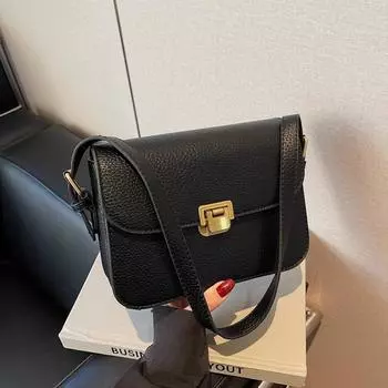 Модная маленькая квадратная сумка женская новая сумка-мессенджер универсальная на плечо подмышку чёрный