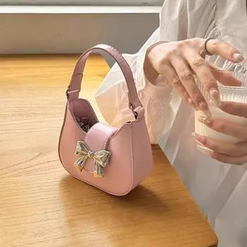 Модная маленькая розовая женская сумочка корейская мода искусственная кожа элегантная милая нежная сумка на плечо с бантом милая летняя женская сумка 12X8X4cm красный