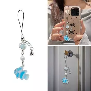 Модная маленькая рыбка из бисера, подвеска, подвеска для телефона, ремешок с карманом, брелок для ключей, сумка, украшение, кошелек, подвески 2 оранжевый