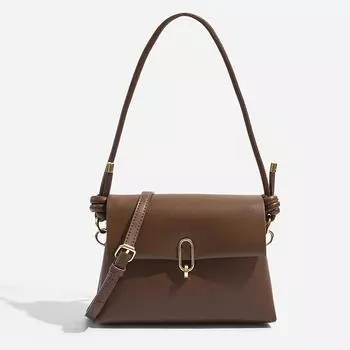 Модная маленькая сумка через плечо, простая маленькая квадратная сумка через плечо, сумка на одно плечо подмышкой, вместительная женская сумка коричневый