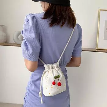 Модная маленькая сумка через плечо вишневого цвета, сумки на ремне, парусиновая сумка-ведро