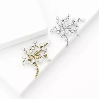 Модная маленькая свежая жемчужина брошь в виде дерева желаний темперамент элегантное женское платье ципао корсаж ювелирные изделия булавка для растений