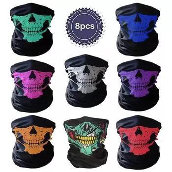 Модная маска для верховой езды на Хэллоуин, волшебная бандана, теплая байкерская лыжная скелетная полумаска, шарф с призраком, многоцелевая теплая шапка
