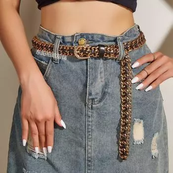 Модная металлическая кожаная веревка на талию, модная золотая женская поясная цепочка Kafuu 105cm золотой