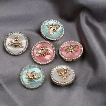 Модная металлическая пчела с бриллиантовыми пуговицами, маленькое ароматное пальто, свитер, костюм на пуговицах, прошитая вручную пряжка, декоративная пряжка 18MM