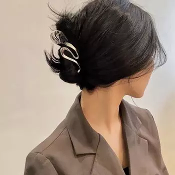 Модная металлическая заколка-акула с жемчугом — большой размер, универсальный аксессуар для волос