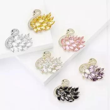 Модная микро-инкрустированная медная циркониевая брошь-лебедь, изысканный высококачественный женский костюм, кардиган, корсаж, ювелирное украшение, булавка