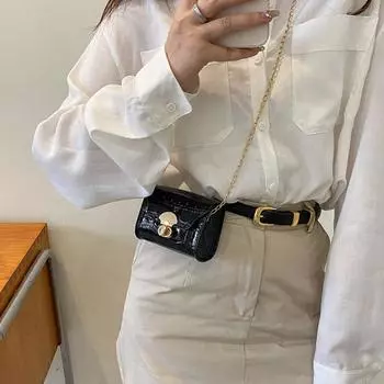 Модная мини-сумка через плечо, повседневная сумка-мессенджер с цепочкой, повседневная сумка для поездок на работу, кошелек для монет в виде помады золотой