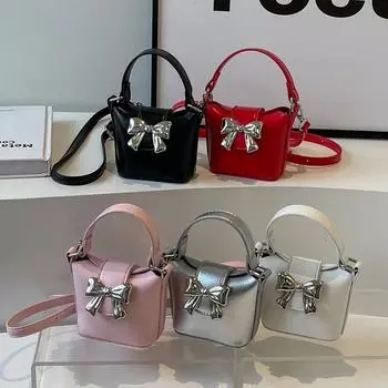 Модная мини-сумка через плечо с клапаном для женщин, корейская текстурированная искусственная кожа, помада, наушники, кошелек, женская мини-сумка-ведро