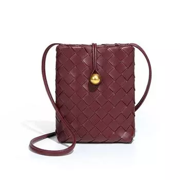 Модная мини-сумка для телефона с вертикальным плетением, ретро-универсальный кошелек для монет через плечо, нишевое качество и модная женская сумка на одно плечо