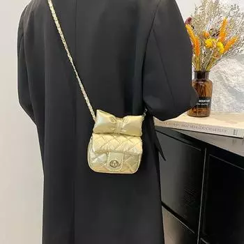 Модная мини-сумка из искусственной кожи с бантом, женская сумка, сумки через плечо, женская сумка-ведро, симпатичная сумка через плечо, женская маленькая сумка коричневый