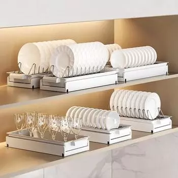 Модная многофункциональная встроенная сушилка для посуды, выдвижная кухонная полка для хранения кухонных принадлежностей