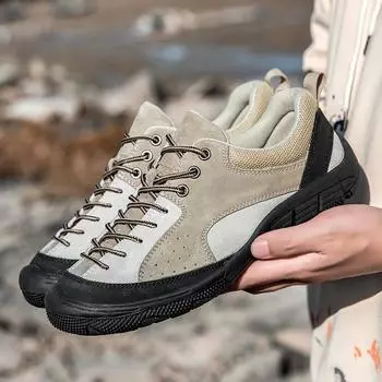 Модная мода износостойкая повседневная обувь Woodland, мужская обувь на шнуровке для активного отдыха, нескользящие кроссовки для треккинга, замшевая кожа, походная обувь 38 синий