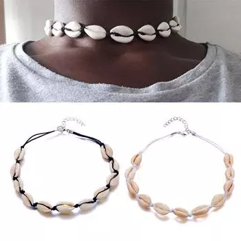 Модная модная веревочная цепочка-колье из ракушек, женское ожерелье с воротником, летние пляжные украшения из ракушек белый