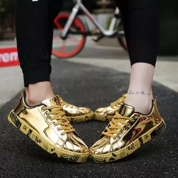 Модная молодежная обувь Four Seasons. Глянцевая повседневная обувь. Обувь для диких пар, размеры 36–46. 36 серебряный