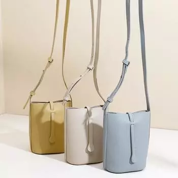 Модная мягкая кожаная сумка через плечо, маленькая, новая универсальная сумка-ведро, женская сумка для мобильного телефона, сумка для ключей и помады