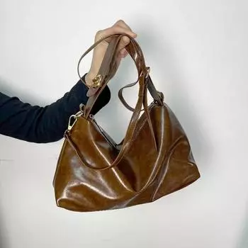 Модная мягкая сумка через плечо из искусственной кожи, новая универсальная женская сумка через плечо, повседневная сумка-тоут большой вместимости