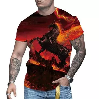 Модная мужская 3D футболка с животным принтом, верхняя мужская футболка с коротким рукавом, новая круглая шея