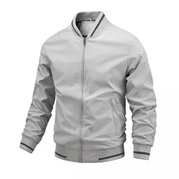 Модная мужская бейсбольная куртка на молнии плюс негабаритная повседневная куртка Куртка-бомбер M чёрный