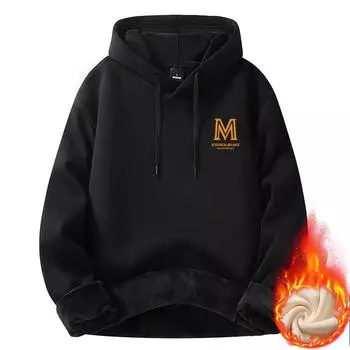 Модная мужская черная толстовка с капюшоном, утепленная толстовка, мужская весна, осень и зима, новый хлопковый свитер, утолщенная свободная куртка M: recommended 80-55kg