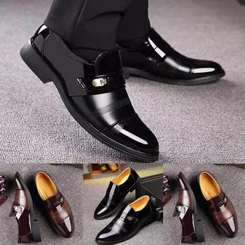 Модная мужская деловая кожаная обувь, повседневная удобная свадебная обувь, мужская костюмная обувь 44 чёрный