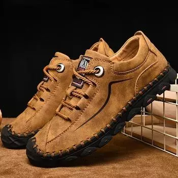 Модная мужская деловая повседневная обувь из воловьей кожи, модельные туфли для бега и пешего туризма на плоской подошве больших размеров 40 чёрный