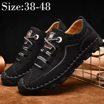 Модная мужская деловая повседневная обувь, кожаная обувь, официальная обувь, туфли на плоской подошве, очень большая мужская обувь, размеры 38-48 38 чёрный