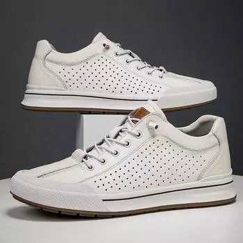Модная мужская дышащая повседневная обувь из натуральной кожи, новое поступление 2024 года, мужские кроссовки на шнуровке, высококачественная школьная обувь для скейтбординга, мужская обувь 37
