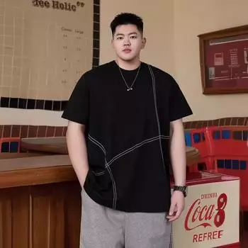 Модная мужская футболка большого размера из хлопка с короткими рукавами, мужская свободная летняя тонкая футболка большого размера, трендовая футболка с круглым вырезом и половиной рукава 2XL