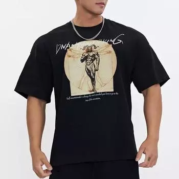 Модная мужская футболка большого размера с короткими рукавами, мужская летняя новая свободная футболка с принтом козы и дьявола, мужская футболка M