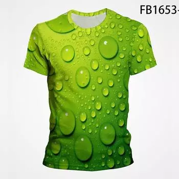 Модная мужская футболка, летняя стильная новинка, футболка с каплями воды, мужские и женские топы с короткими рукавами, футболка с 3D принтом, уличная одежда XS белый